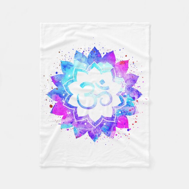 Manta Polar *~* OM White Pink Morple Lotus Flower Mandala (Anverso)