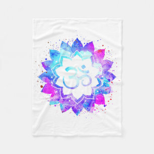Manta Polar *~* OM White Púrpura Rosa Lotus Flor Mandala