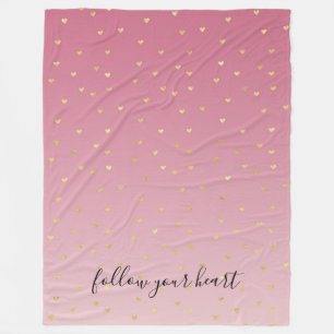 Manta Polar Ombre rosa Rubor Gold Hearts