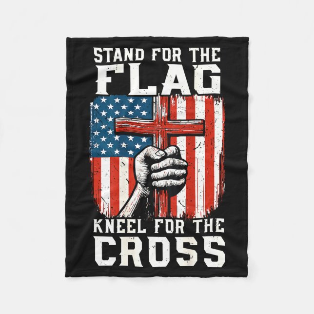 Manta Polar On-back Stand For Flag Kneel Cross Patriotic Chris (Anverso)