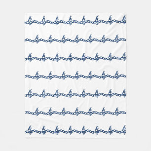 Manta Polar Ondas de cuerda náutica patrón blanco azul marino