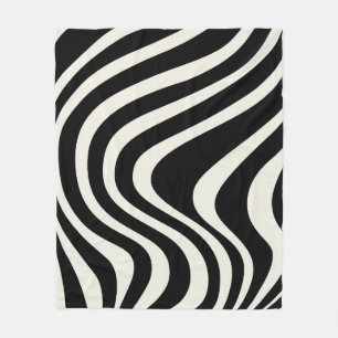Manta Polar Ondas retro en blanco y negro