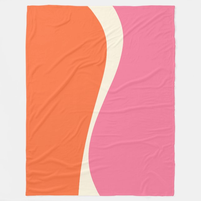 Manta Polar Ondas simples 2 en rosa, Naranja y crema (Anverso)