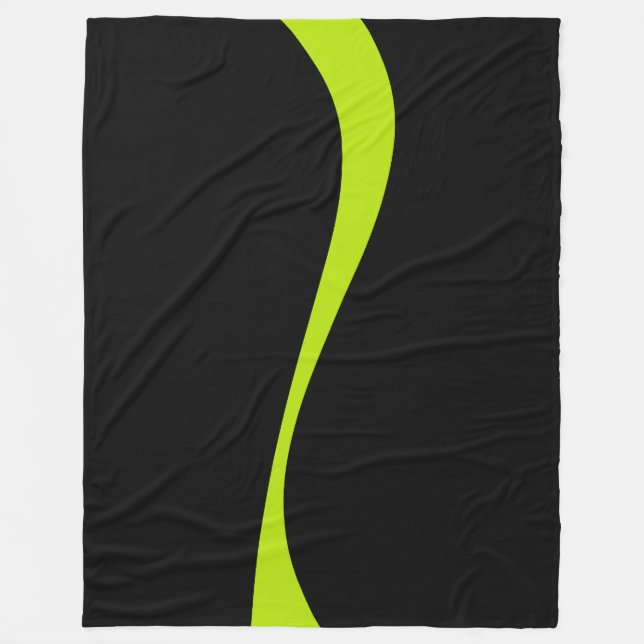 Manta Polar Ondas simples 2 en verde limón y negro (Anverso)