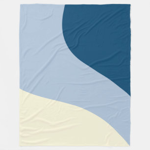 Manta Polar Ondas simples - Azul oscuro, azul claro y crema