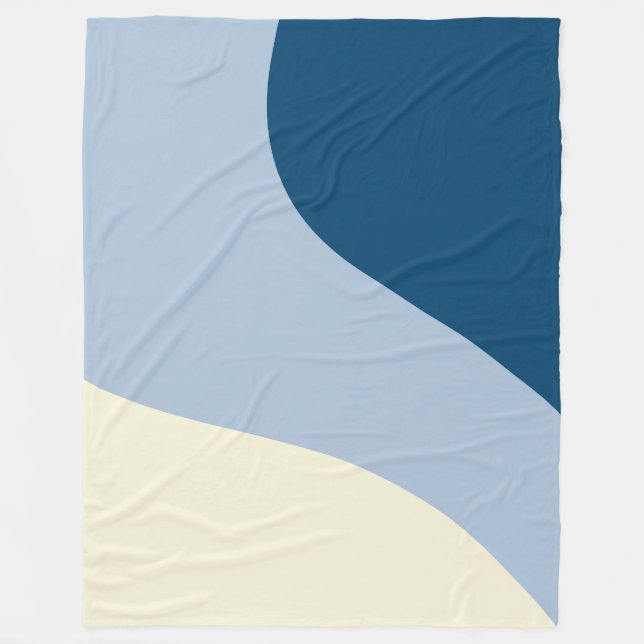 Manta Polar Ondas simples - Azul oscuro, azul claro y crema (Anverso)