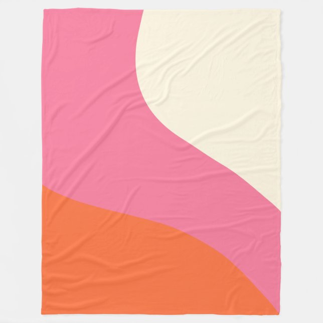 Manta Polar Ondas simples - rosa, Naranja y crema (Anverso)