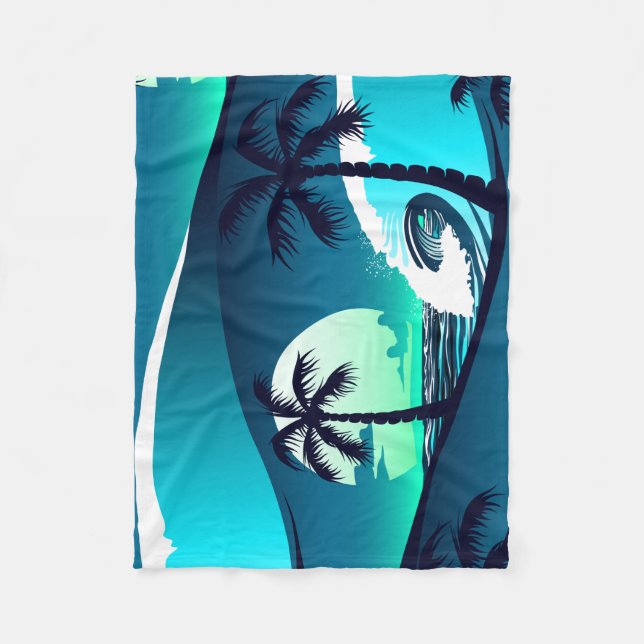 Manta Polar Ondas y palmeras (Anverso)