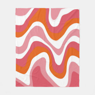 Manta Polar Ondulado Groovy Rayado Colorido Naranja y Rosa