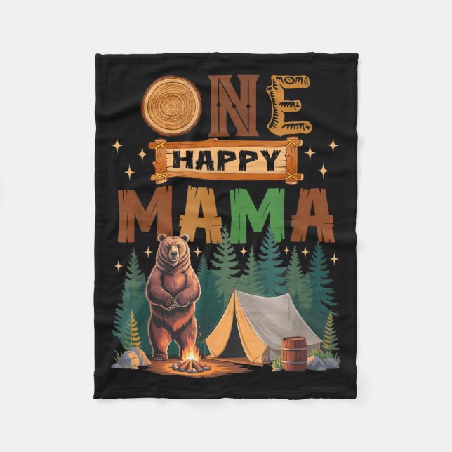 Manta Polar One Happy Mama Camper 1st Birthday Camng Bear  (Anverso)