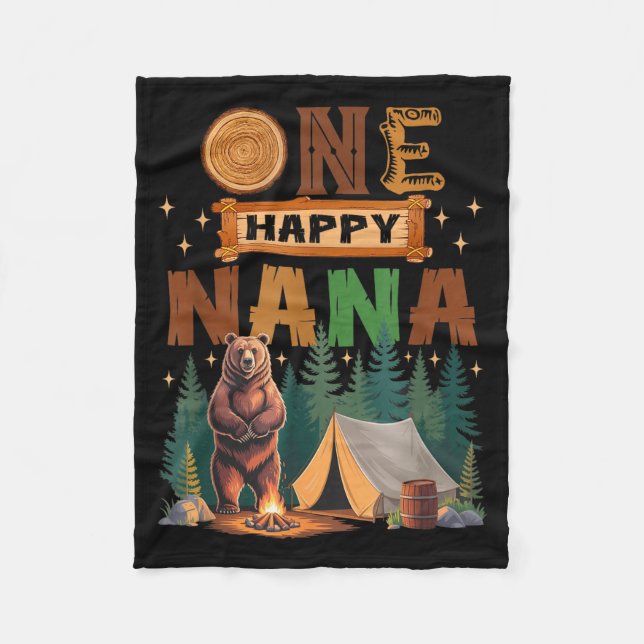 Manta Polar One Happy Nana Camper 1st Birthday Camng Bear  (Anverso)