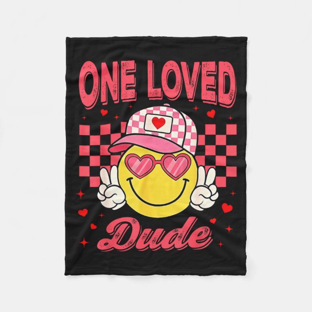 Manta Polar One Loved Dude Checkered Heart Valentines Day Boys (Anverso)
