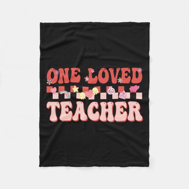 Manta Polar One Loved Teacher Happy Valentines Day Retro Groov (Anverso)