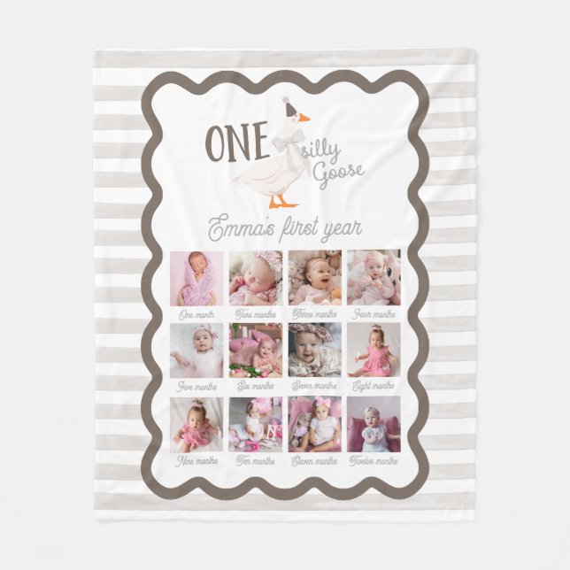 Manta Polar One Silly Goose 1st Birthday Photo Sign (Anverso)