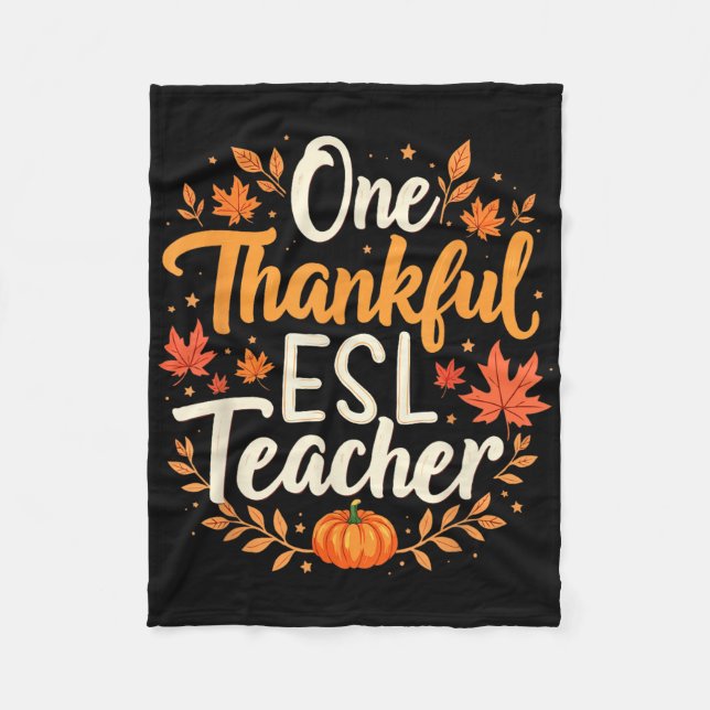 Manta Polar One Thankful Esl Teacher Fall Autumn Thanksgiving  (Anverso)