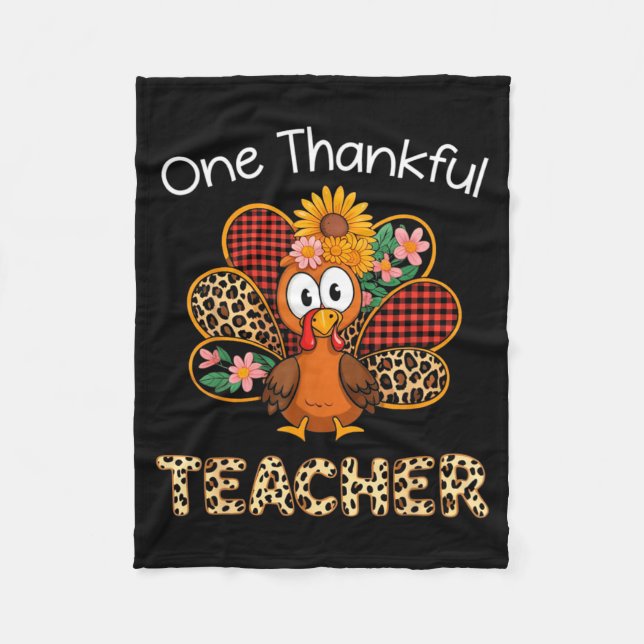 Manta Polar One Thankful Teacher Funny Cute Turkey Thanksgivin (Anverso)