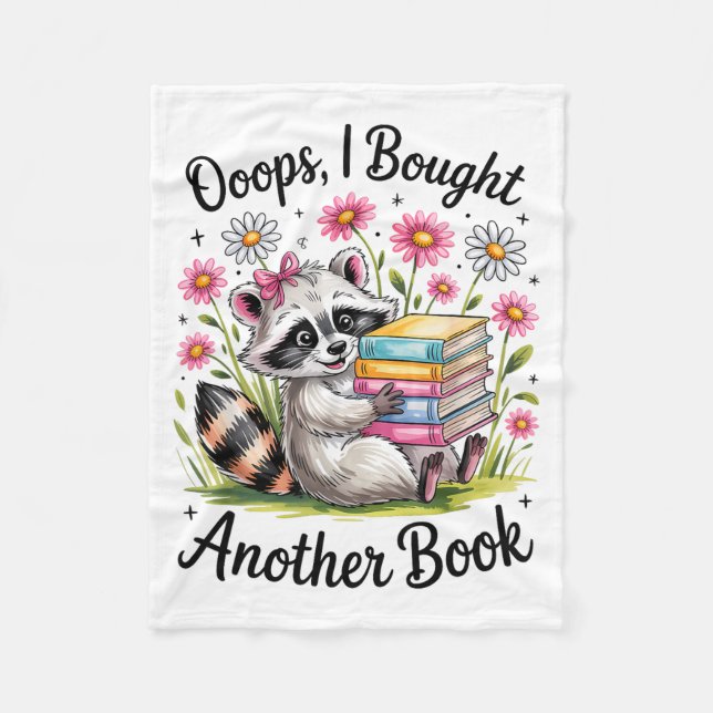 Manta Polar Oops I Bought Another Book Funny Cute Raccoon Read (Anverso)