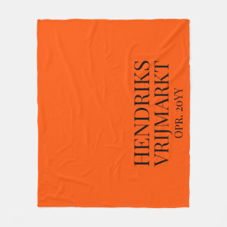 Manta Polar Op Maat Oranje Vrijmarkt-deken | Zwarte tekst - 