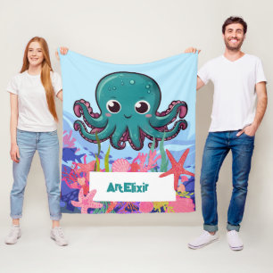 Manta Polar Opulpo azul de Kawaii