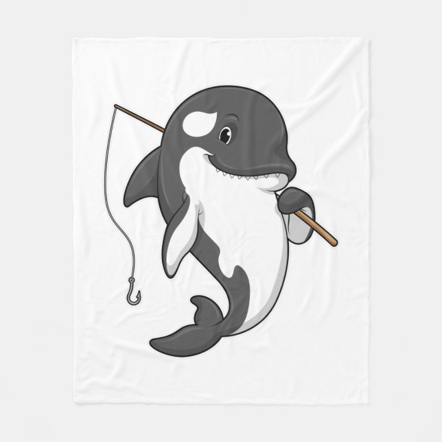 Manta Polar Orca como pescador con barra de pesca (Anverso)