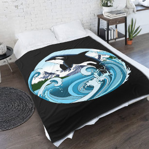 Manta Polar Orca Majestuosa Ballena Asesina Olas Azules Océano