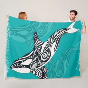 Manta Polar Orca tribal cepillado Verde azulado