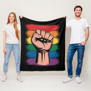 Manta Polar Orgullo Arcoíris Puño Alzado Apoyo Derechos LGBTQ