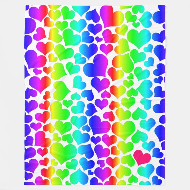 Manta Polar orgullo de los corazones arcoiris (Anverso)
