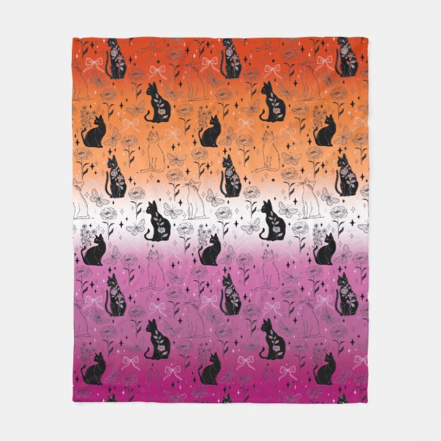 Manta Polar Orgullo Lésbico Gato Negro - Mística Embrujada (Anverso)