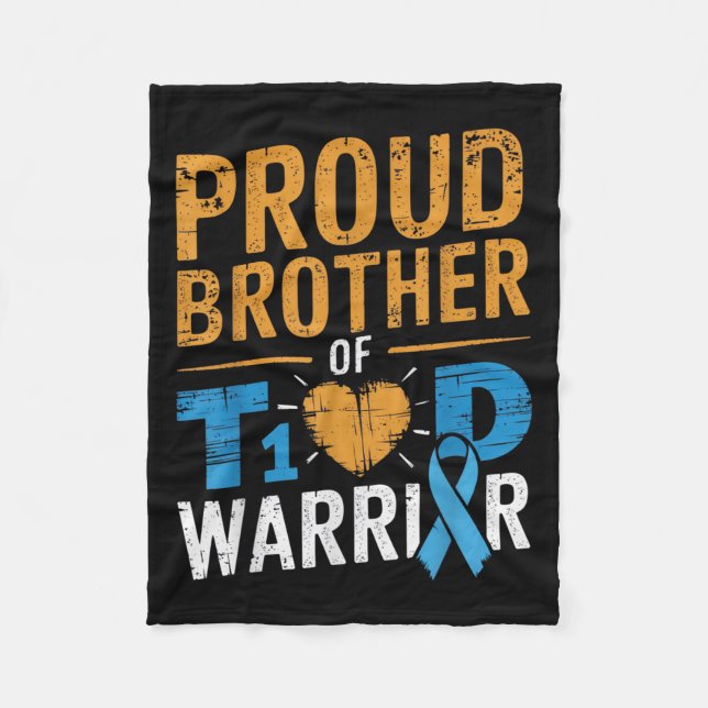 Manta Polar Orgulloso Hermano De T1d Concienciación De Guerrer (Anverso)