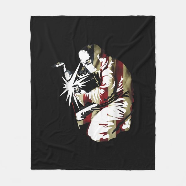 Manta Polar Orgulloso Patriótico Americano Welder GIft (Anverso)