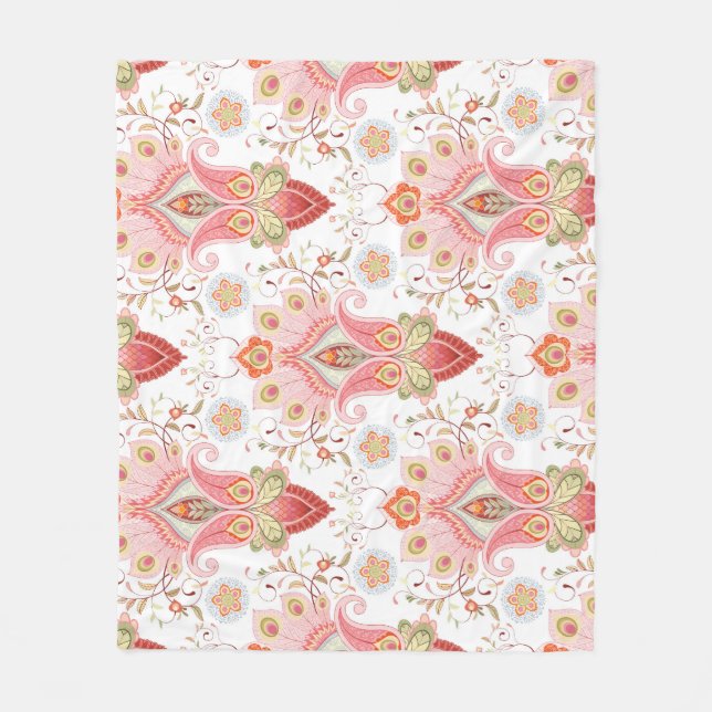 Manta Polar Oriental Flair: Damask Peacock Paisley (Anverso)