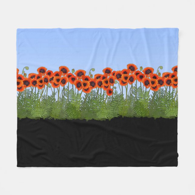 Manta Polar Oriental Poppy Garden (Frente (Horizontal))