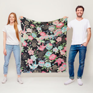 Manta Polar Orizuru de la paz y flores, diseño japonés