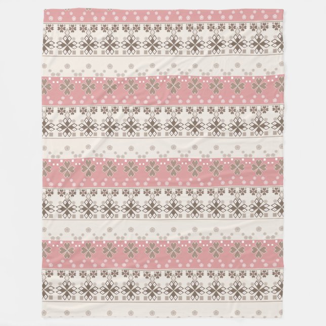 Manta Polar Ornamento beige rosa (Anverso)
