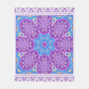 Manta Polar Ornamento colorido decorativo sobre fondo blanco,