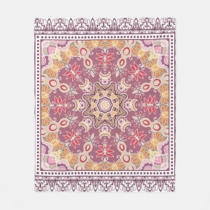 Manta Polar Ornamento colorido decorativo sobre fondo blanco,