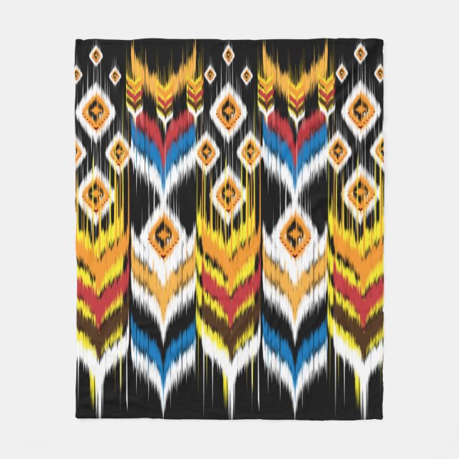 Manta Polar Ornamento de folclore geométrico Ikat. Etnia triba (Anverso)