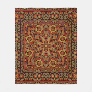 Manta Polar Ornamento floral oriental con marco. Patrón con