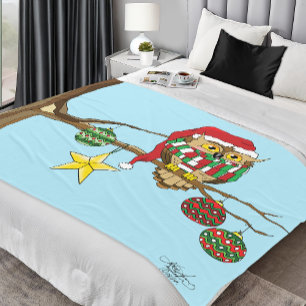 Manta Polar Ornamentos de árbol de búho navidades