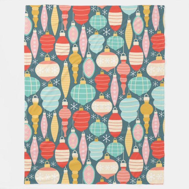 Manta Polar Ornamentos de Navidad Retro Patrón sin inconvenien (Anverso)