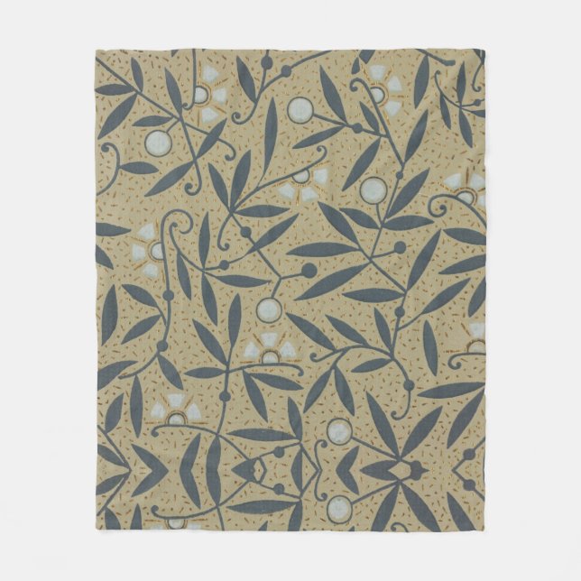 Manta Polar Ornate floral pattern with dark blue vines  (Anverso)