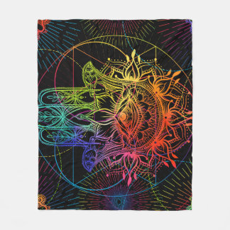 Manta Polar Ornate hamsa: patrón de neón dibujado a mano.