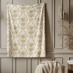 Manta Polar Ornate Ivory Damask Motifs sutiles de color de agu