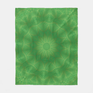 Manta Polar Oro abstracto y Kaleidoscopio verde