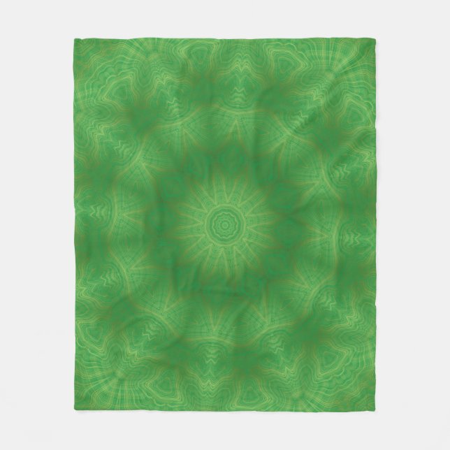 Manta Polar Oro abstracto y Kaleidoscopio verde (Anverso)