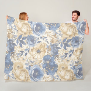 Manta Polar Oro azul y floral de Tan