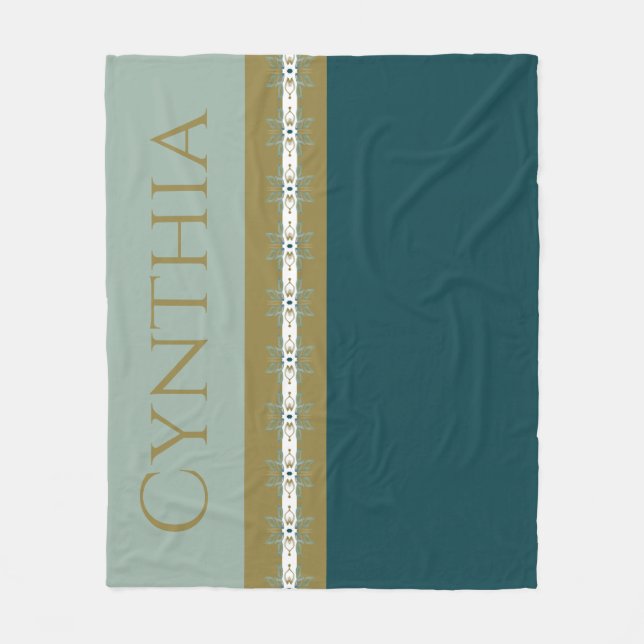 Manta Polar Oro Moderno Y Verde azulado (Anverso)