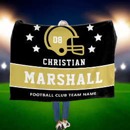 Manta Polar Oro Negro Número Nombre Fútbol Personalizado
