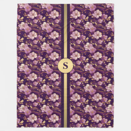 Manta Polar Oro personalizado y floral malva asiática